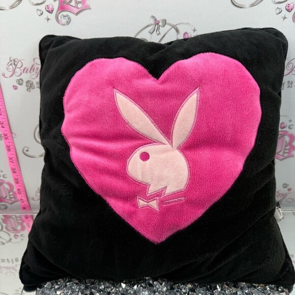 PLAYBOY Other - Playboy bunny pillow heart Y2k 2000s Pink Heart Bunny Plush Pillow